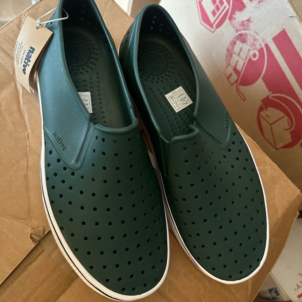 Native Men's Green Slip-On Shoes size 10